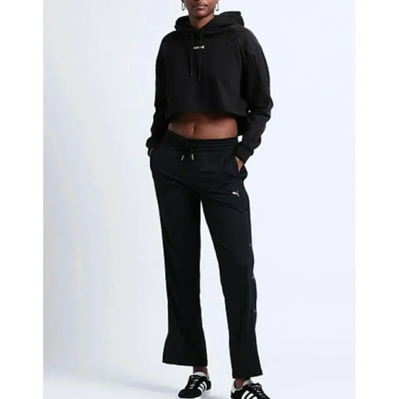 Puma X Koché Hoodie Cropped Sweatshirt Size XL Women's Black Casual Outerwear - Picture 2 of 15